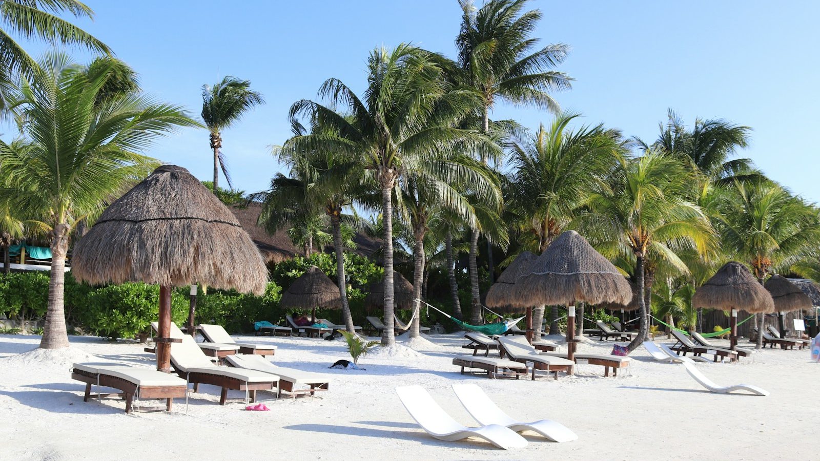 brown nipa hut on white sand beach during daytime